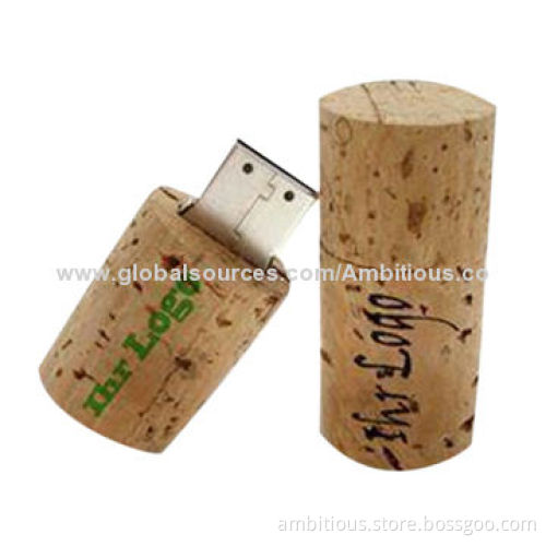 soft wood USB flash drive with red wine bottle stopper shape